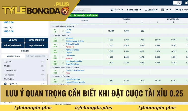 Lưu ý quan trọng cần biết khi đặt cược tài xỉu 0.25